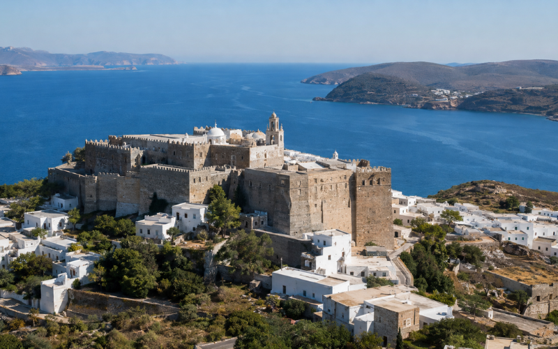 Island Of Patmos In The Aegean Sea