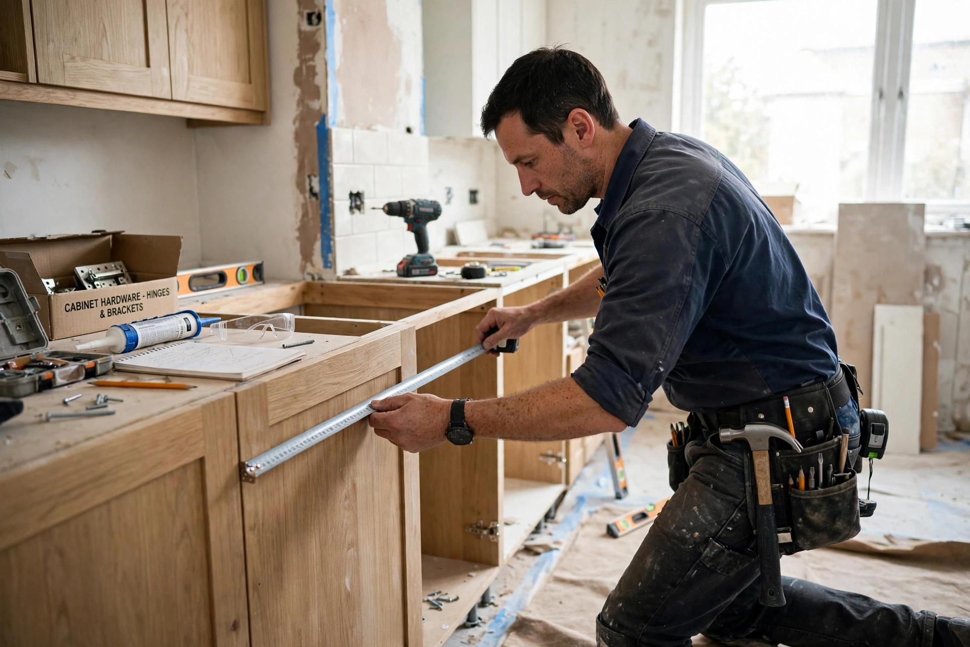 Kitchen fitting work in a modern kitchen